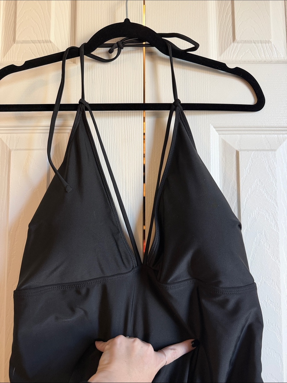 Black Deep V Halter Swimsuit - Women’s 3XL